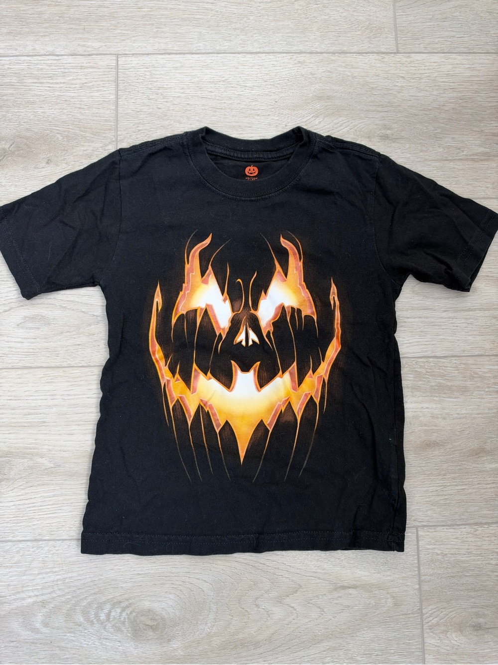 Black Kids Graphic Halloween Pumpkin Face T-Shirt